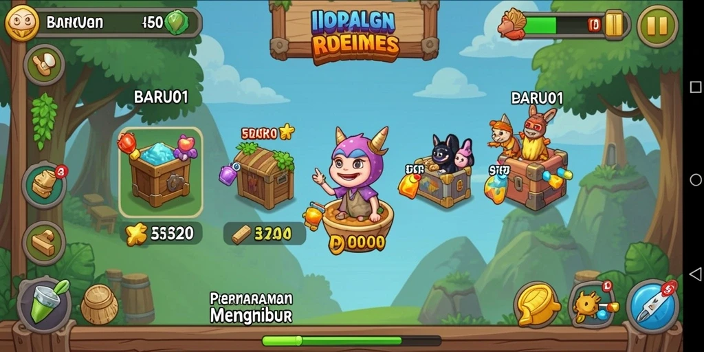 Tampilan gameplay BARU01 yang menghibur dan interaktif saat bermain Idle.