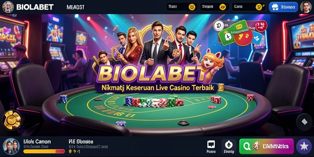 Screenshot utama menunjukkan gameplay Live Casino yang mendebarkan.