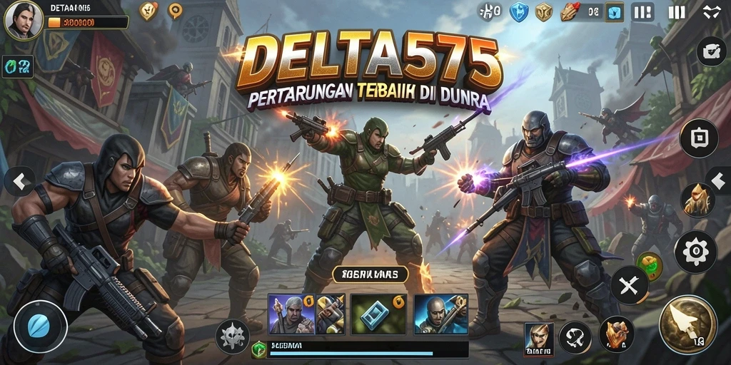 Tampilan gameplay memukau dari DELTA575 saat pertarungan epik berlangsung.