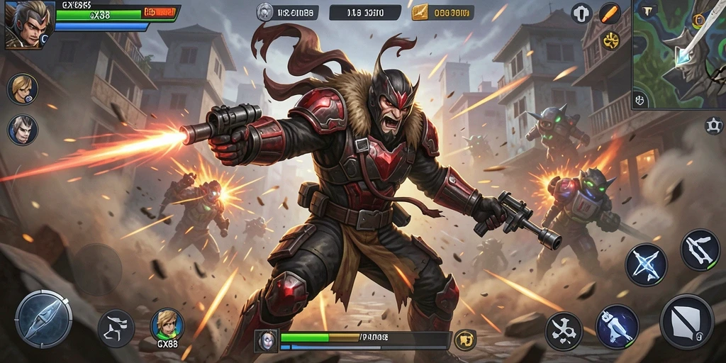 Tangkapan layar GX88 menampilkan aksi pertarungan yang intens.
