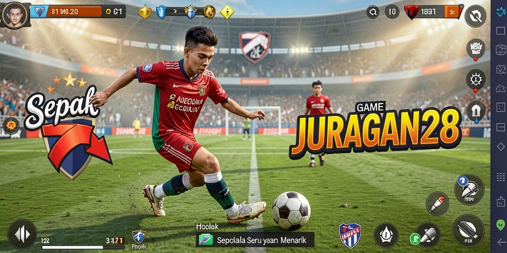 Tampilan permainan sepak bola yang seru dalam JURAGAN28.