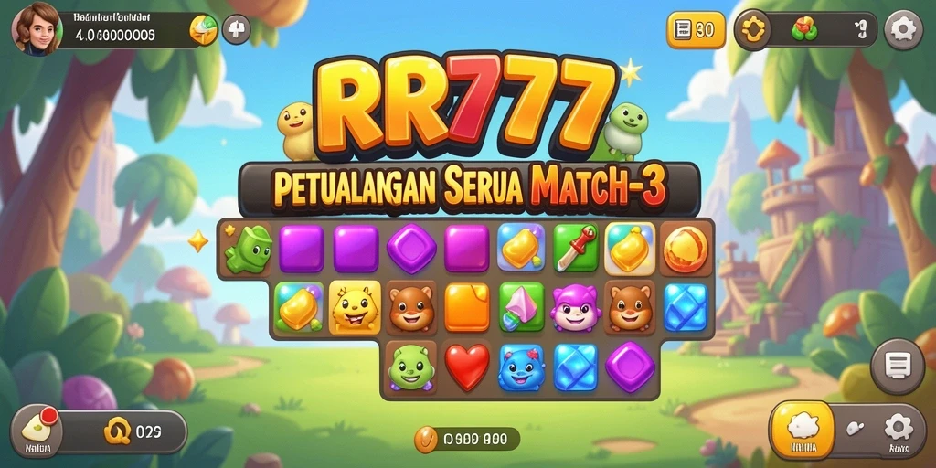 Tampilan gameplay RR777 yang seru dengan tantangan Match-3.