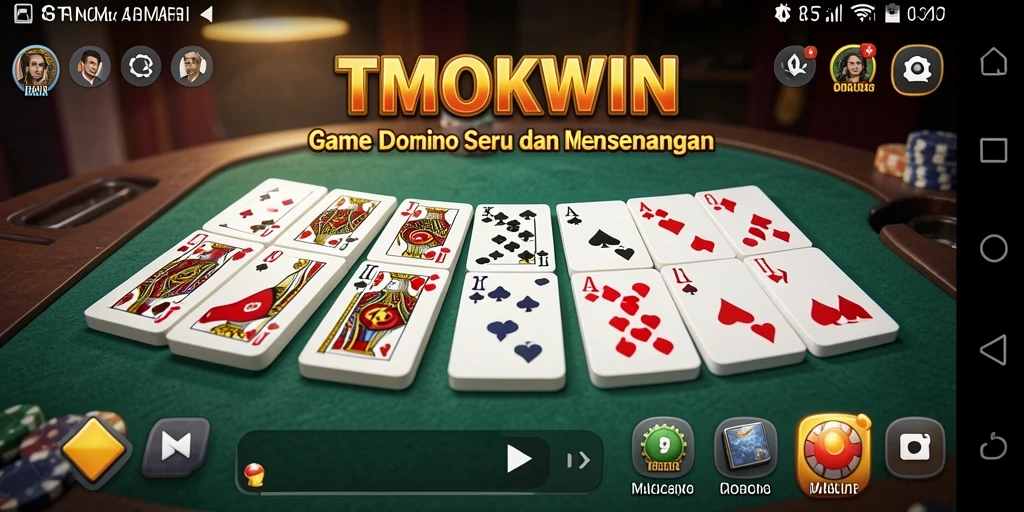 Tampilan gameplay TMOKWIN yang seru dan interaktif dalam permainan Domino.