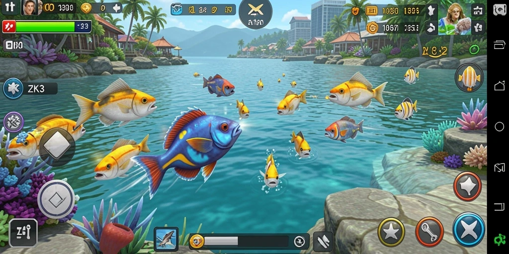 Gameplay seru di ZK3 menampilkan aksi tembak ikan yang mendebarkan.